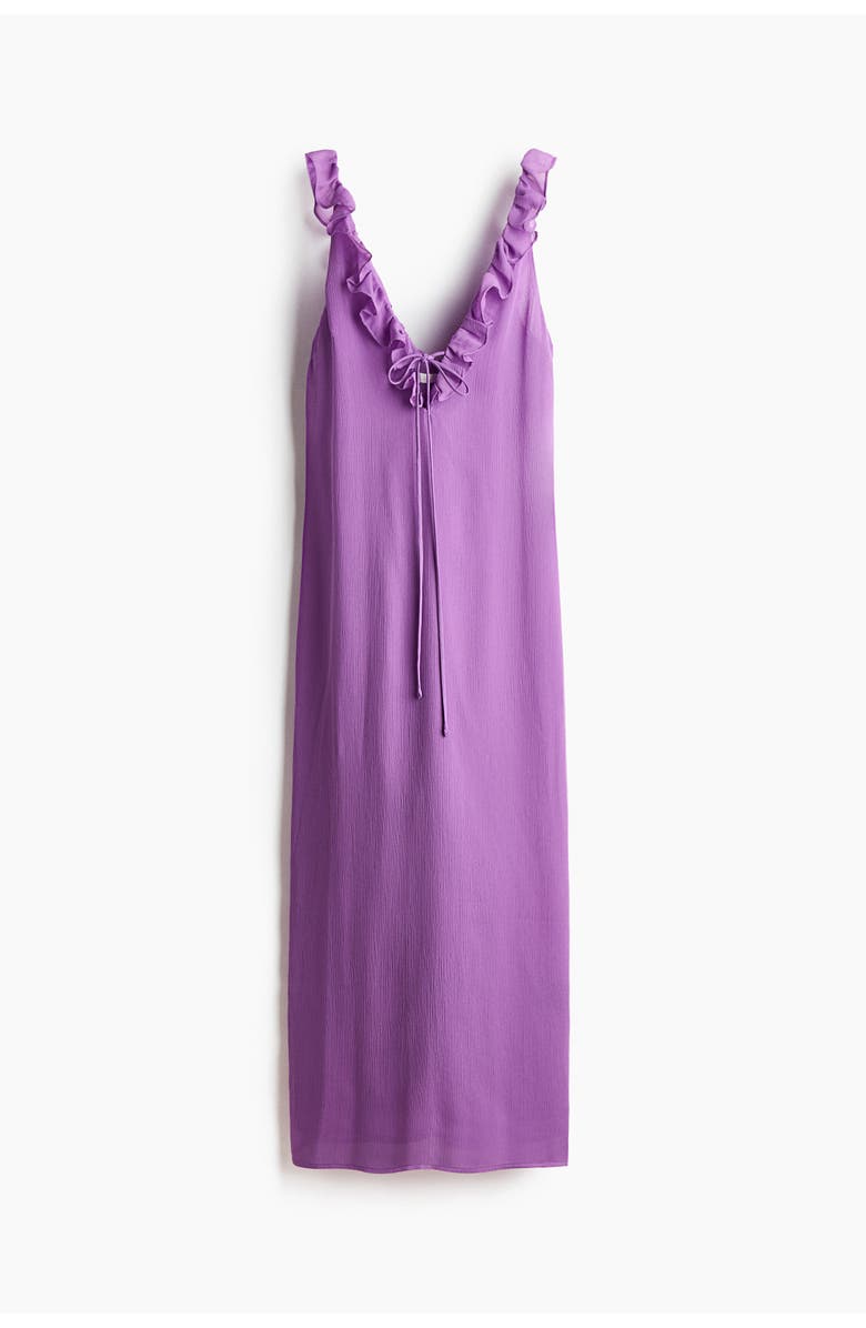 H&M Frill-trimmed Crinkled Dress, Main, color, Purple