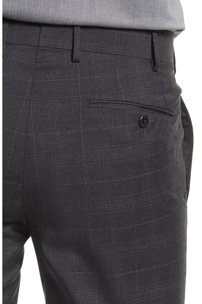 Curtis Plaid Flat Front Slim Fit Wool Dress Pants, Alternate, color, CHARCOAL