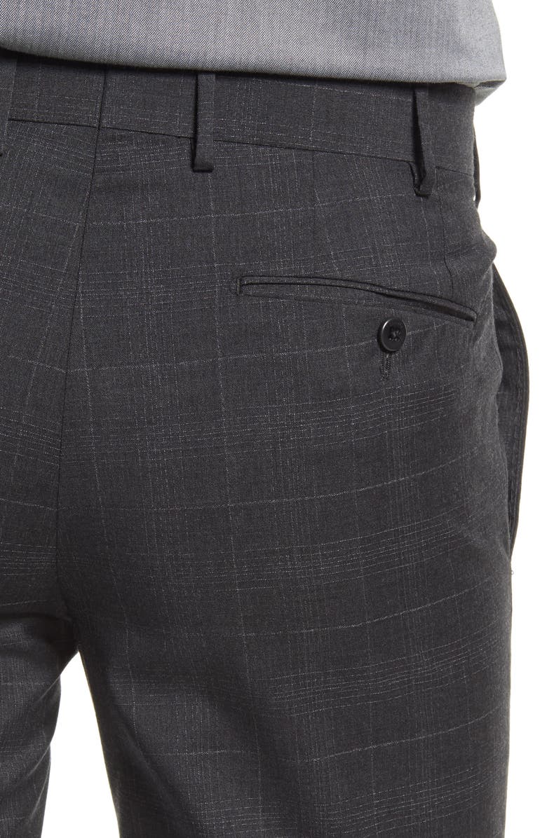 Zanella Curtis Plaid Flat Front Slim Fit Wool Dress Pants, Alternate, color, 