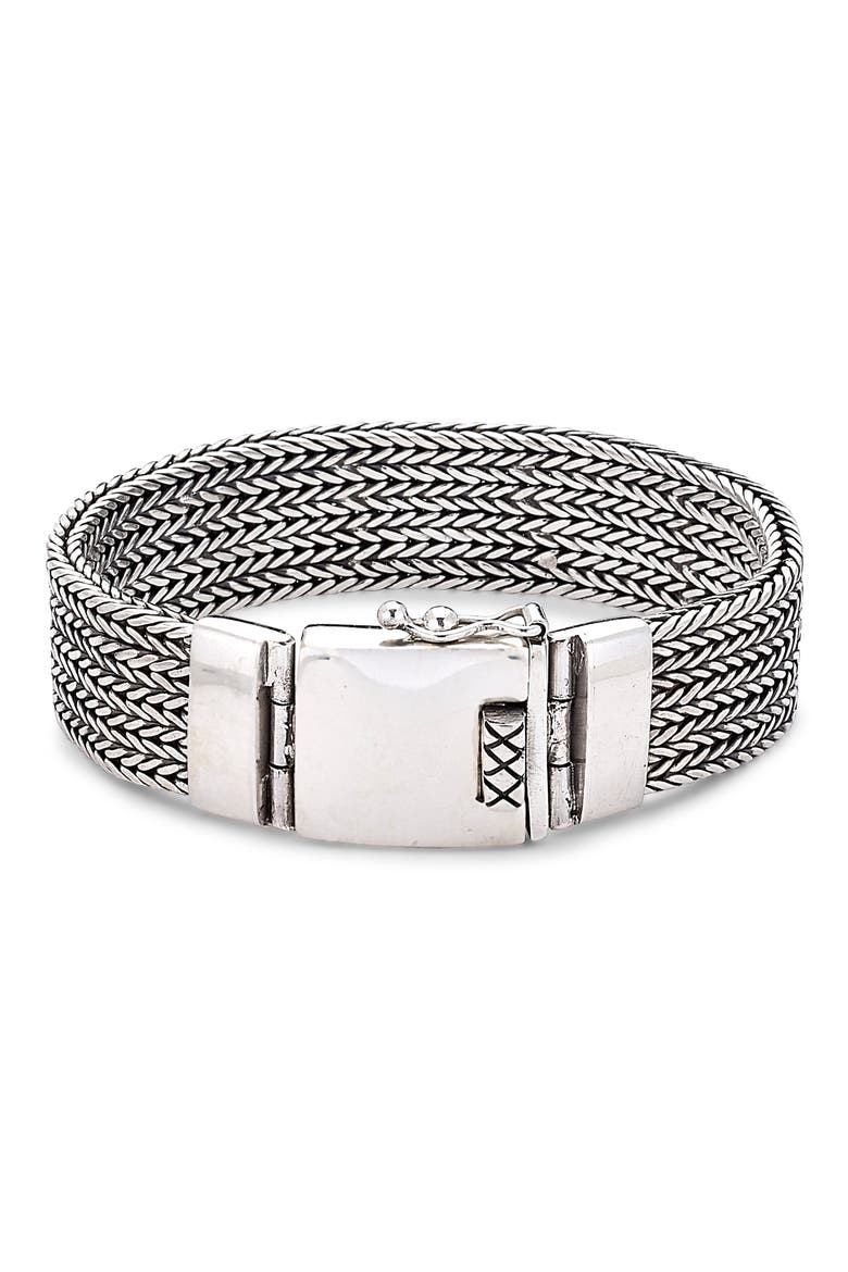 Woven Chain Bracelet, Main, color, SILVER