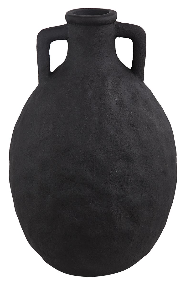 Renwil Fox Ceramic Decorative Vase, Main, color, Black