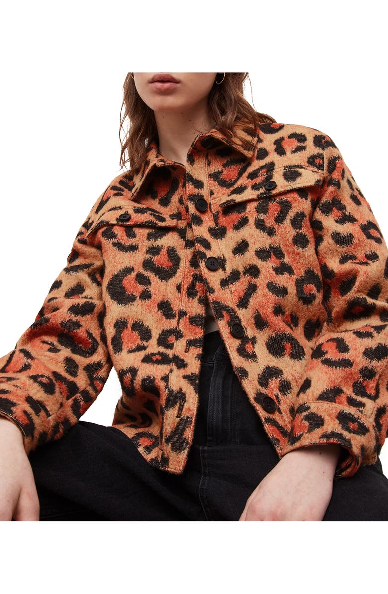 AllSaints Honor Leopard Print Jacket, Alternate, color,