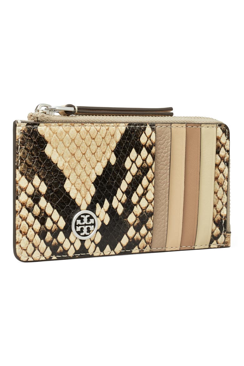 Robinson Snake Embossed Leather Card Case, Alternate, color, CORIANDER / BLACK MULTI