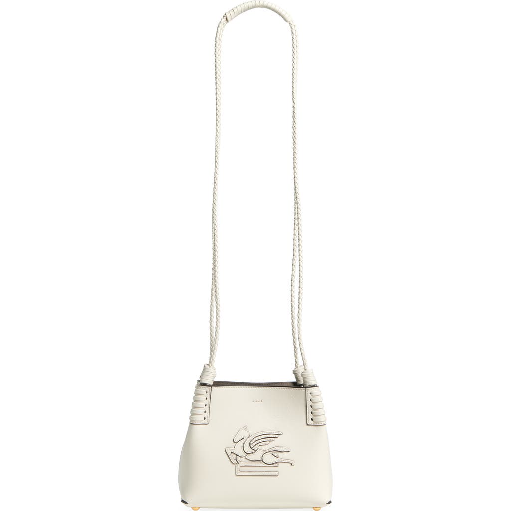 Etro Extra Small Libra Leather Crossbody Bag In Bianco Latte