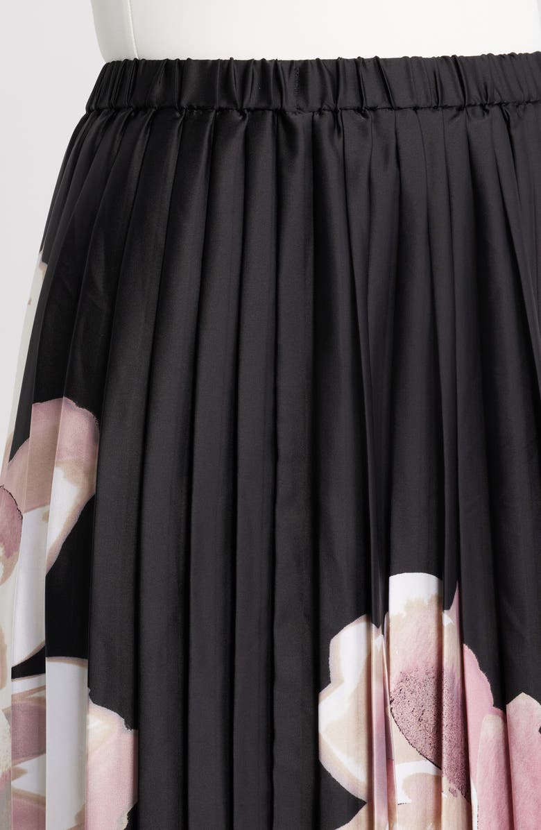 Anne Klein Print Pull-On Pleated Skirt, Alternate, color, Black Multi/ Black