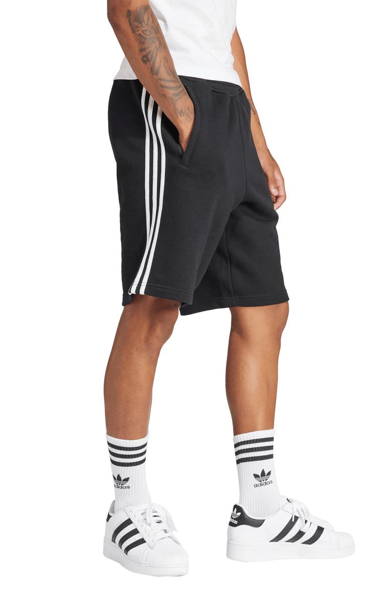 adidas Adicolor 3-Stripes Cotton French Terry Shorts, Alternate, color, Black