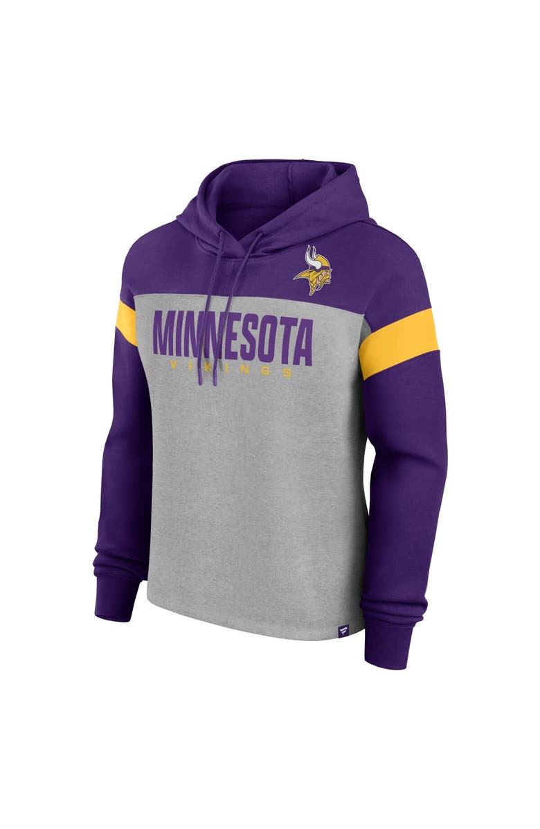 FANATICS Women's Fanatics Heather Gray/Purple Minnesota Vikings Bold Play Call Pullover Hoodie, Alternate, color, Heather Gray