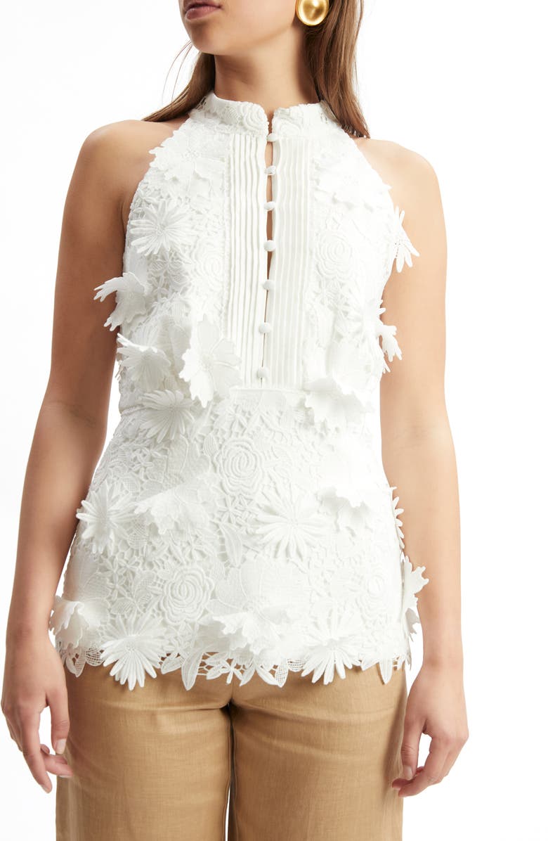 Bardot Remy Floral Lace Pintuck Sleeveless Top, Main, color, 