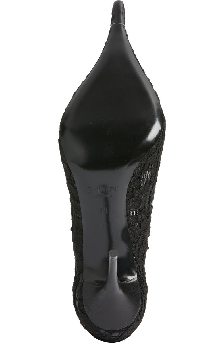 Saint Laurent Thierry Pointy Toe Lace Pump, Alternate, color, Noir