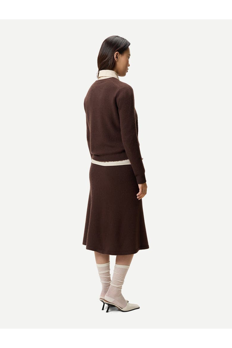 A-Line Cashmere Knitted Skirt, Alternate, color, cocoa