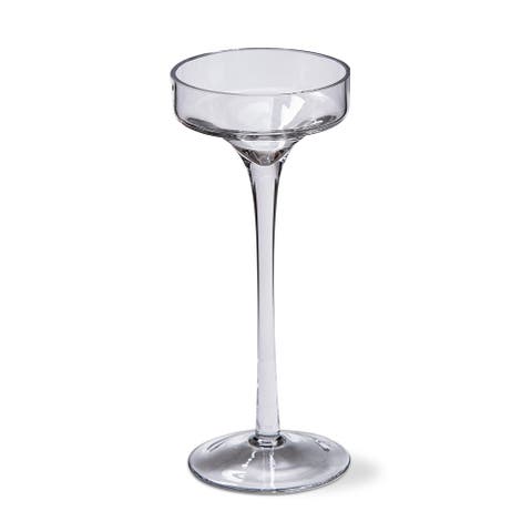Paloma Pulled Clear Glass Stem Pillar Candle Holder Medium