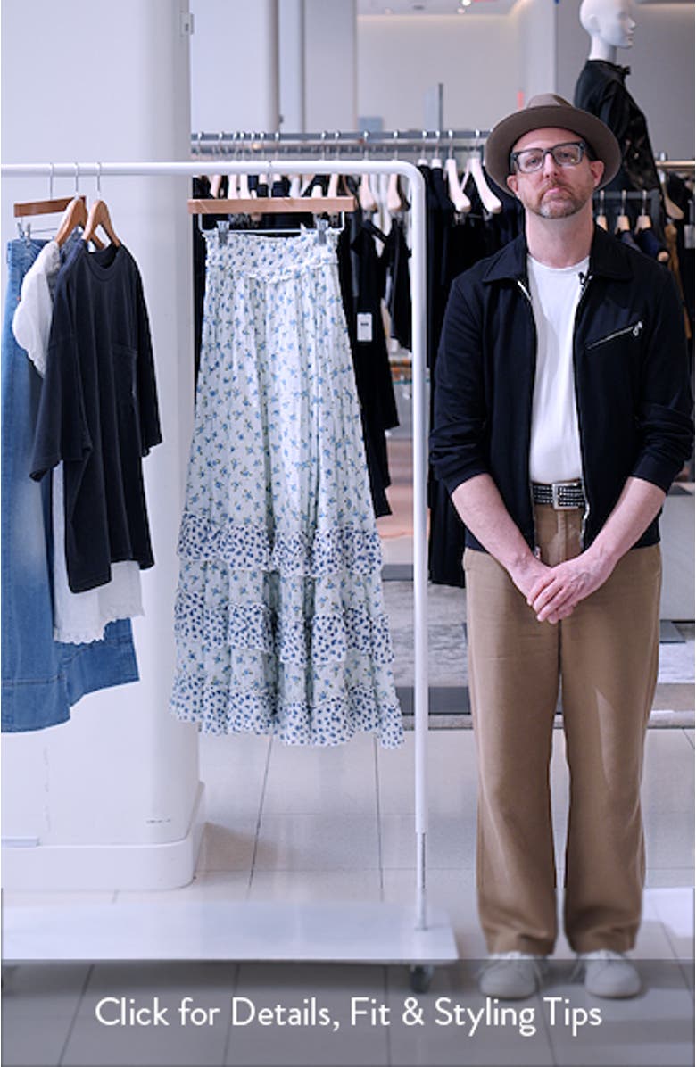 Brynn Mixed Floral Tiered Cotton Blend Maxi Skirt, sales video thumbnail