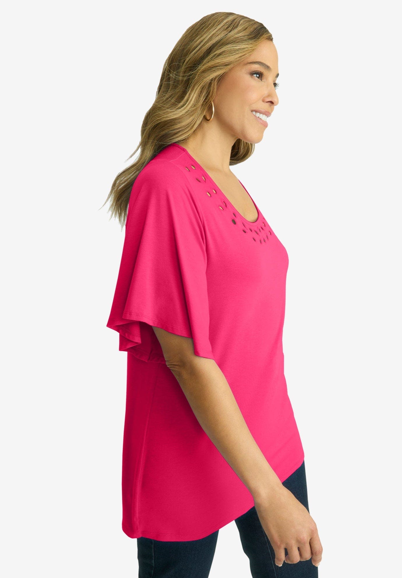 Cutout Flutter Sleeve Tunic - image 5