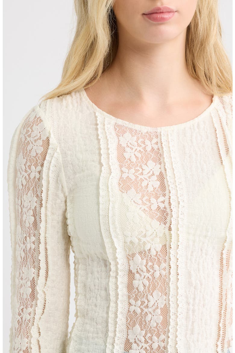 Lace Asymmetric Hem Top, Alternate, color, WHITE