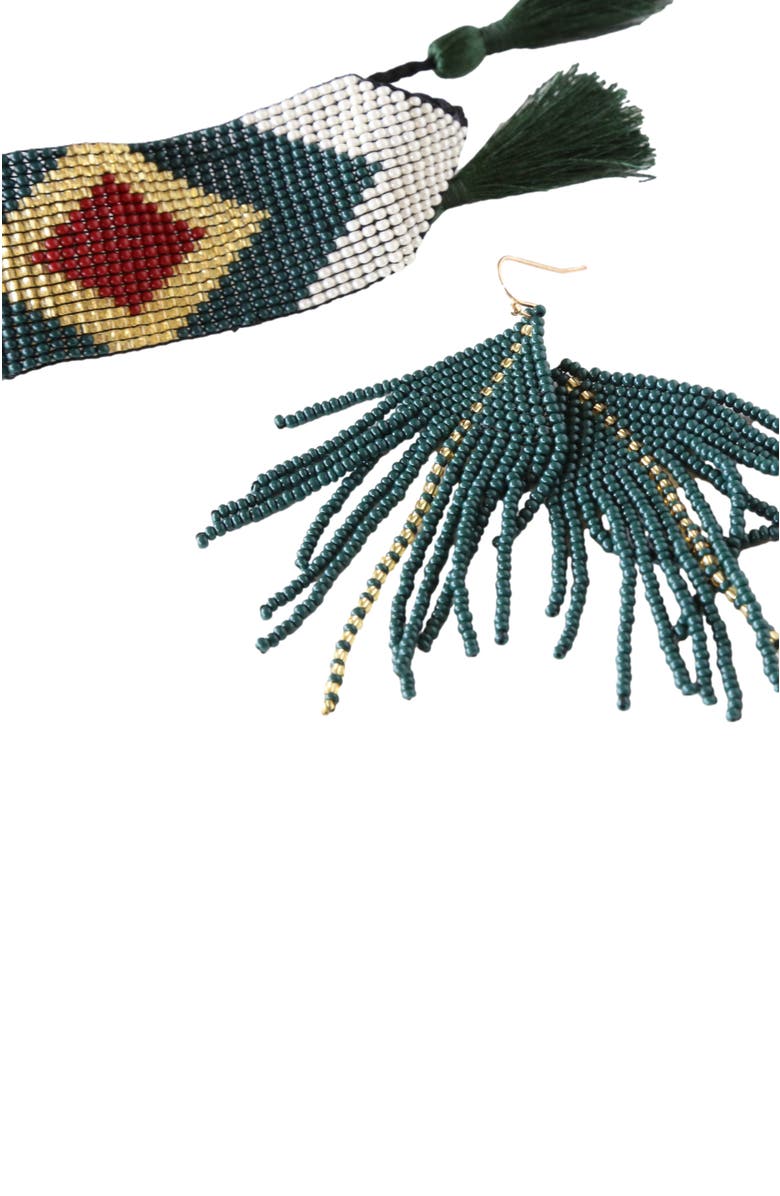 Fosterie Fire Fringe Embera Earrings, Alternate, color, Red