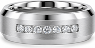 Bliss Diamond Men's 5/8ct Diamond 8mm Comfort Fit Matte Wedding Ring Titanium Beveled Band