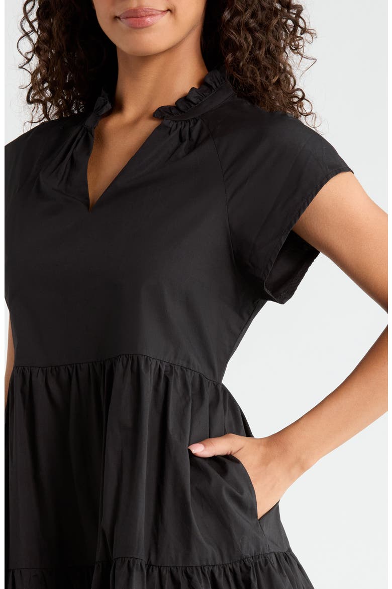 Janelly Tiered Cotton Poplin Minidress, Alternate, color, BLACK