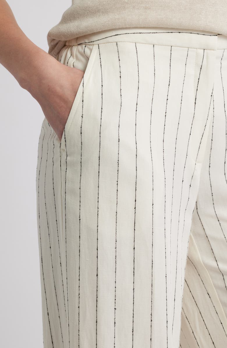 Nordstrom The Lennox Pinstripe Wide Leg Trousers, Alternate, color, Ivory- Black Pinstripe