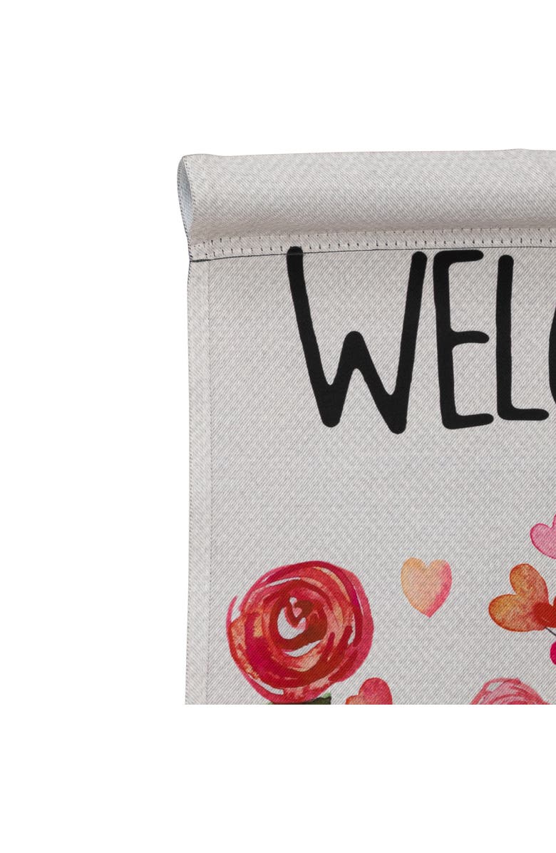Northlight Roses and Hearts Floral "Welcome" Outdoor Garden Flag 18" x 12.5", Alternate, color,