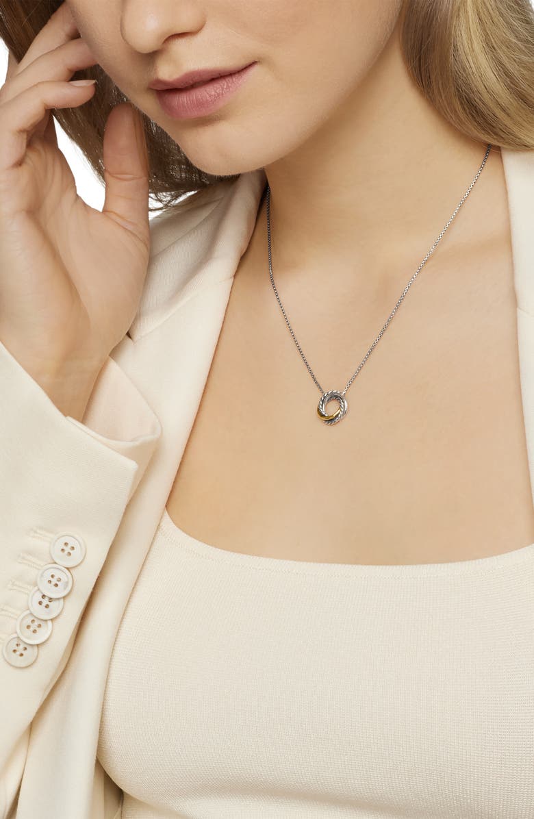 David Yurman Crossover Mini Pendant Necklace with 18K Yellow Gold, Alternate, color, Silver/ Gold