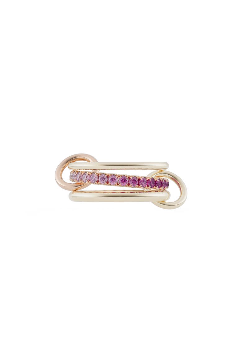 Petunia Ombré Pink Sapphire Linked Ring, Main, color, YELLOW GOLD