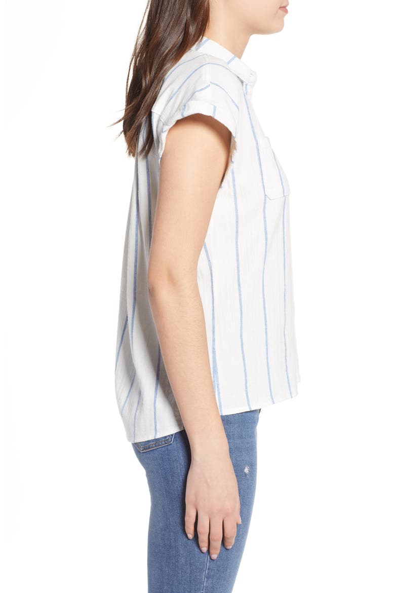 Stripe Cap Sleeve Top, Alternate, color, IVORY/ BLUE STRIPE
