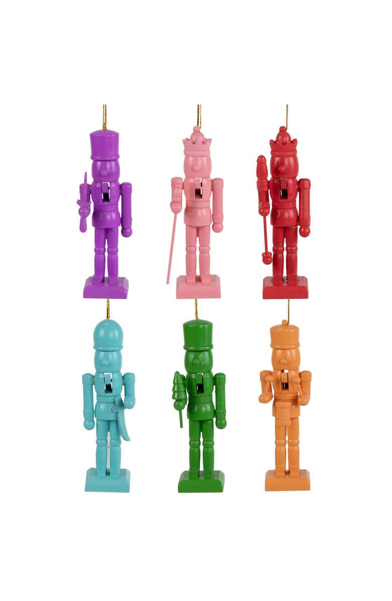 Northlight Nutcracker Wooden Christmas Ornaments - 5" - Multicolor - Set of 6, Main, color, Multi