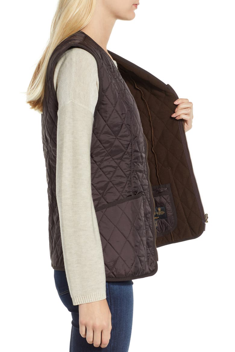 Betty Quilted Fleece Lined Vest, Alternate, color, BROWN