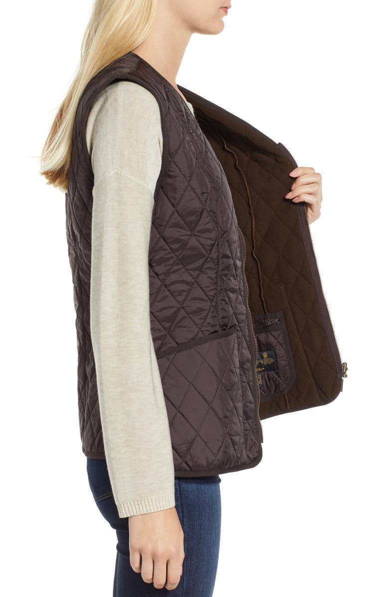 Barbour Betty Quilted Fleece Lined Vest, Alternate, color, Brown