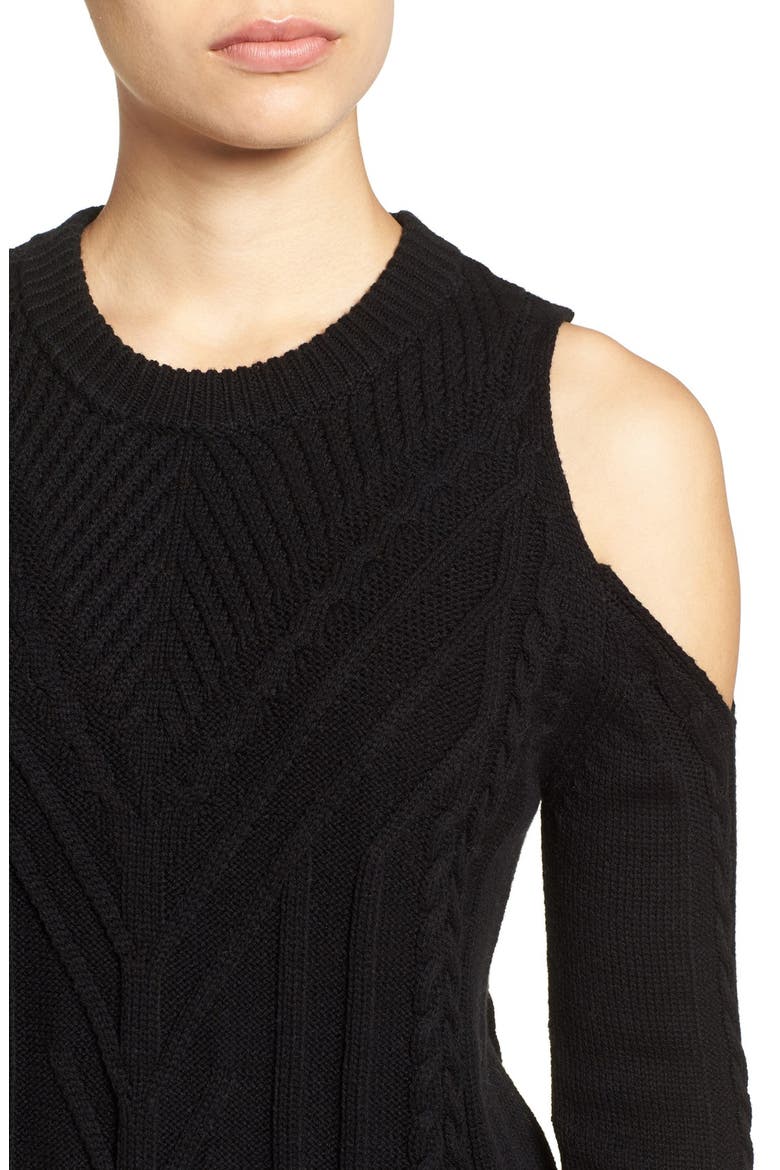 Cold Shoulder Sweater, Alternate, color, RICH BLACK
