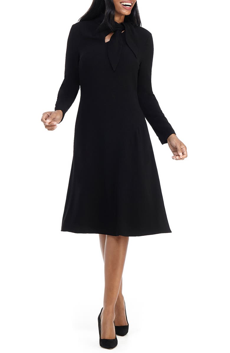 Maggy London Long Sleeve Tie Neck Dress, Main, color, 