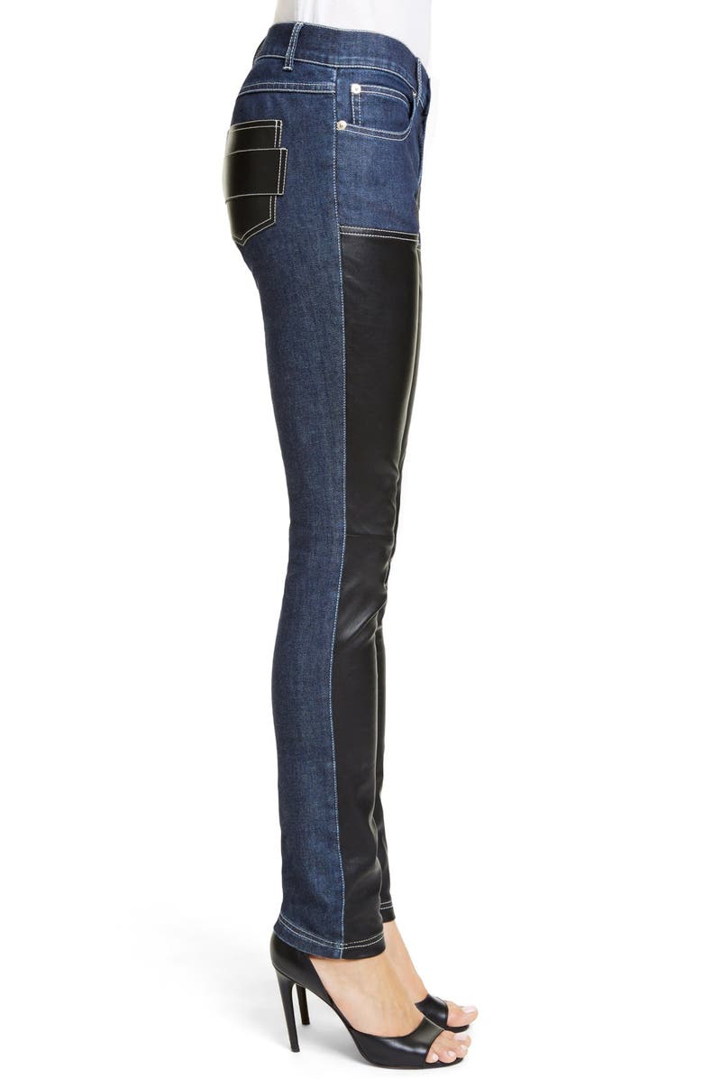 Givenchy Bonded Leather Trim Jeans, Alternate, color,