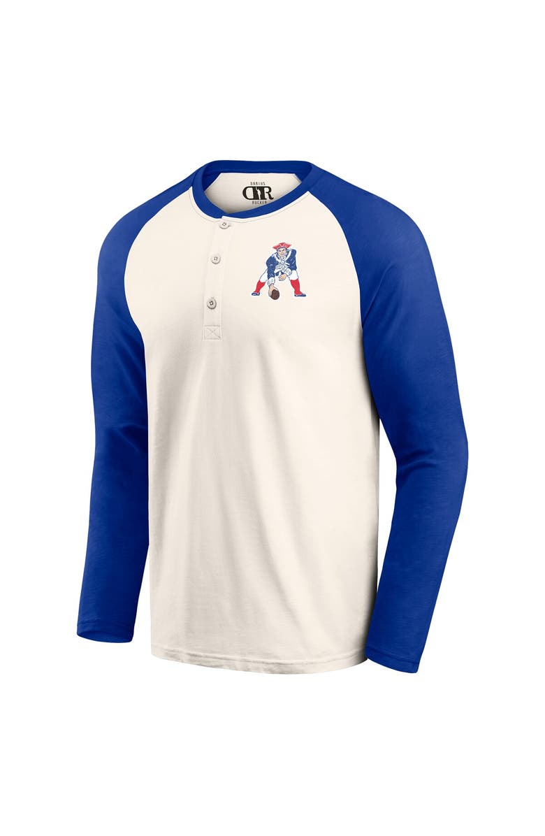 Darius Rucker Collection by Fanatics Men's Darius Rucker Collection by Fanatics Cream/Royal New England Patriots Raglan Henley Long Sleeve T-Shirt, Alternate, color, Cream