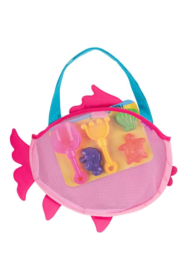 Beach Tote, Hooded Towel & Toys, Alternate, color, PINK FISH