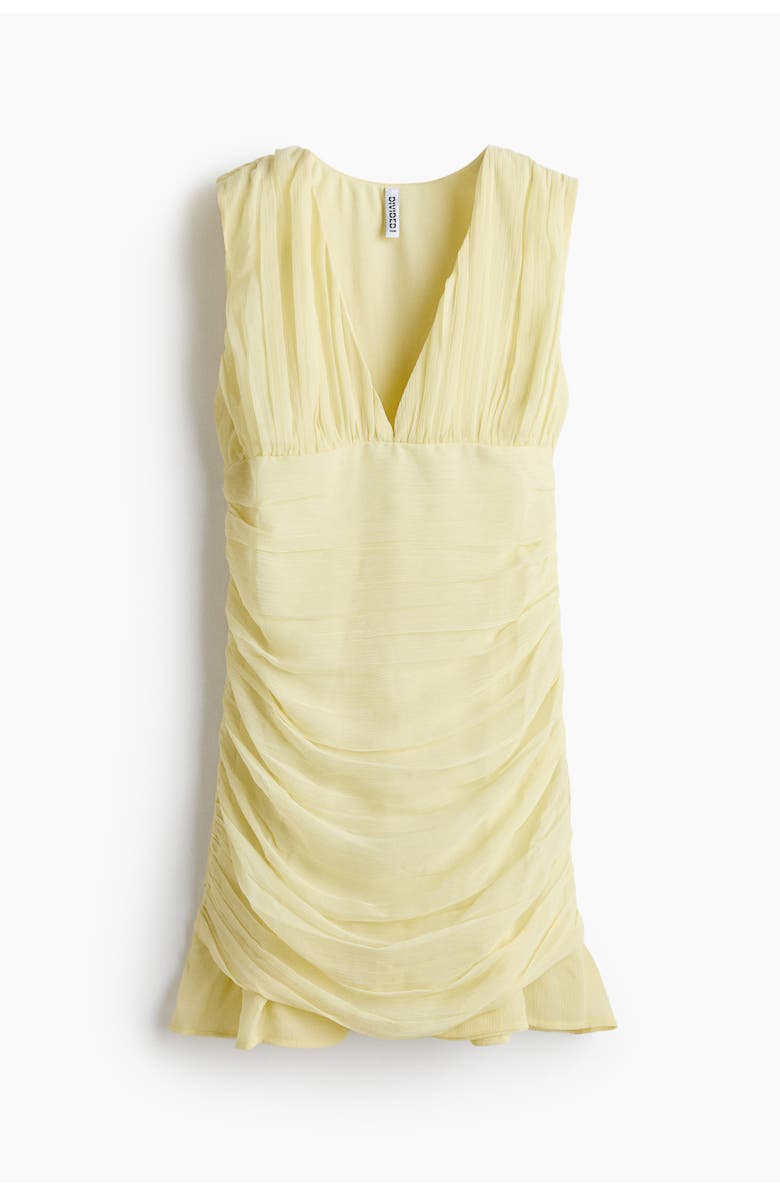 H&M Draped Chiffon Dress, Main, color, Light Yellow