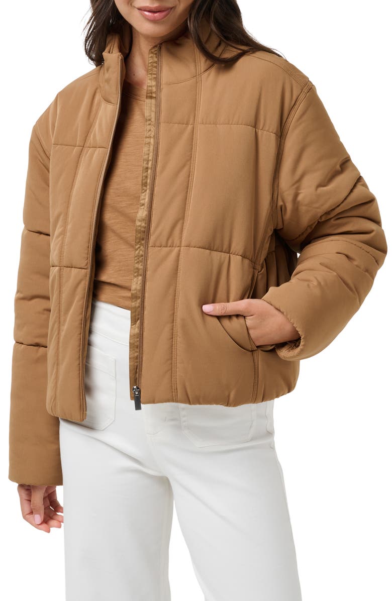 TravisMathew Mont Blanc 3.0 Quilted Crop Puffer Jacket, Main, color, Natural