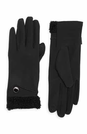 Nanette Lepore Faux Shearling Cuff Scuba Knit Gloves