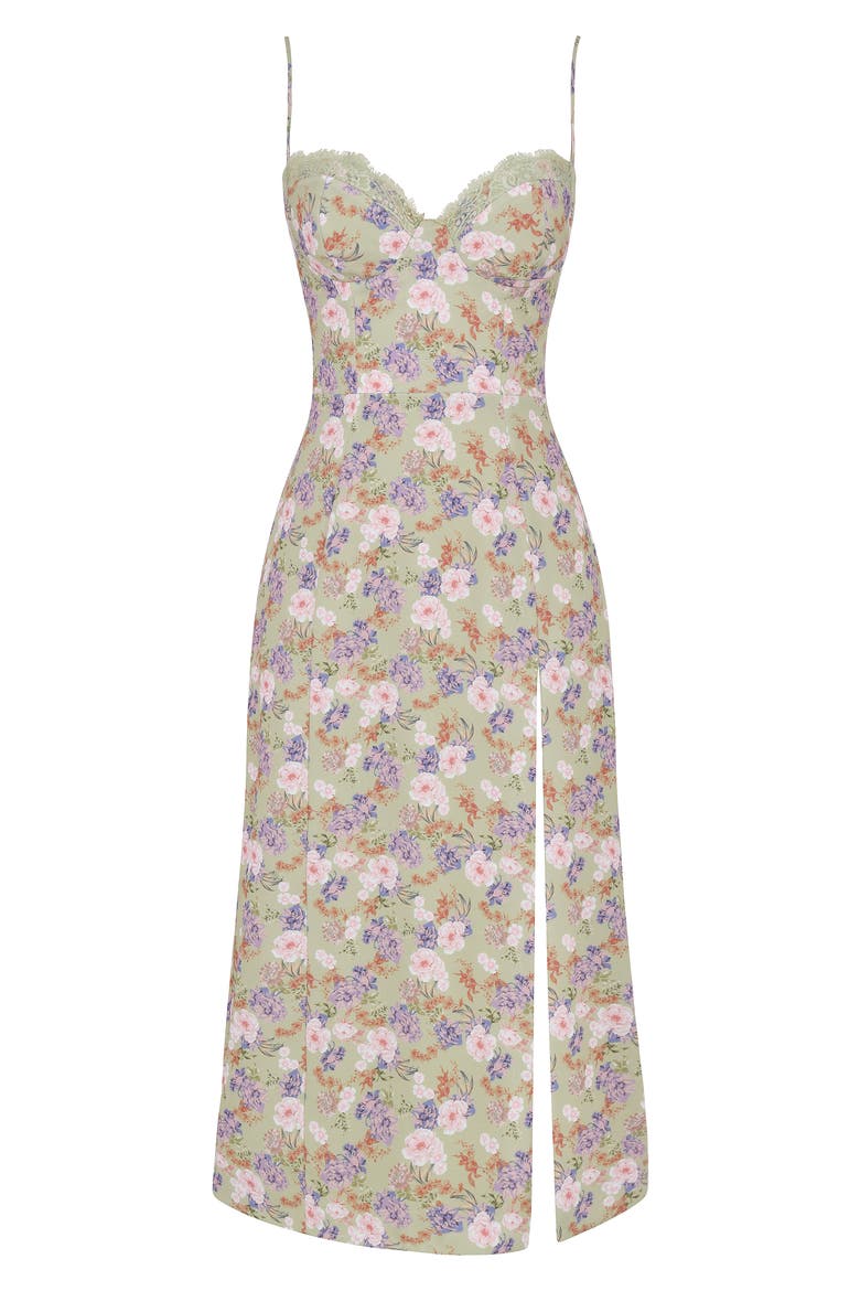 Corset Crepe Midi Sundress, Alternate, color, PEONY PRINT