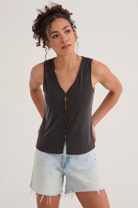 The Cupro Button Front Tank