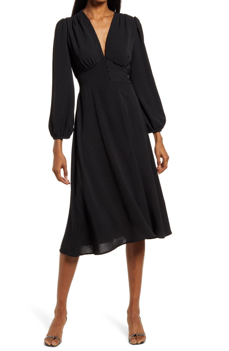 Fraiche by J Empire Waist Long Sleeve Midi Dress, Main, color, 