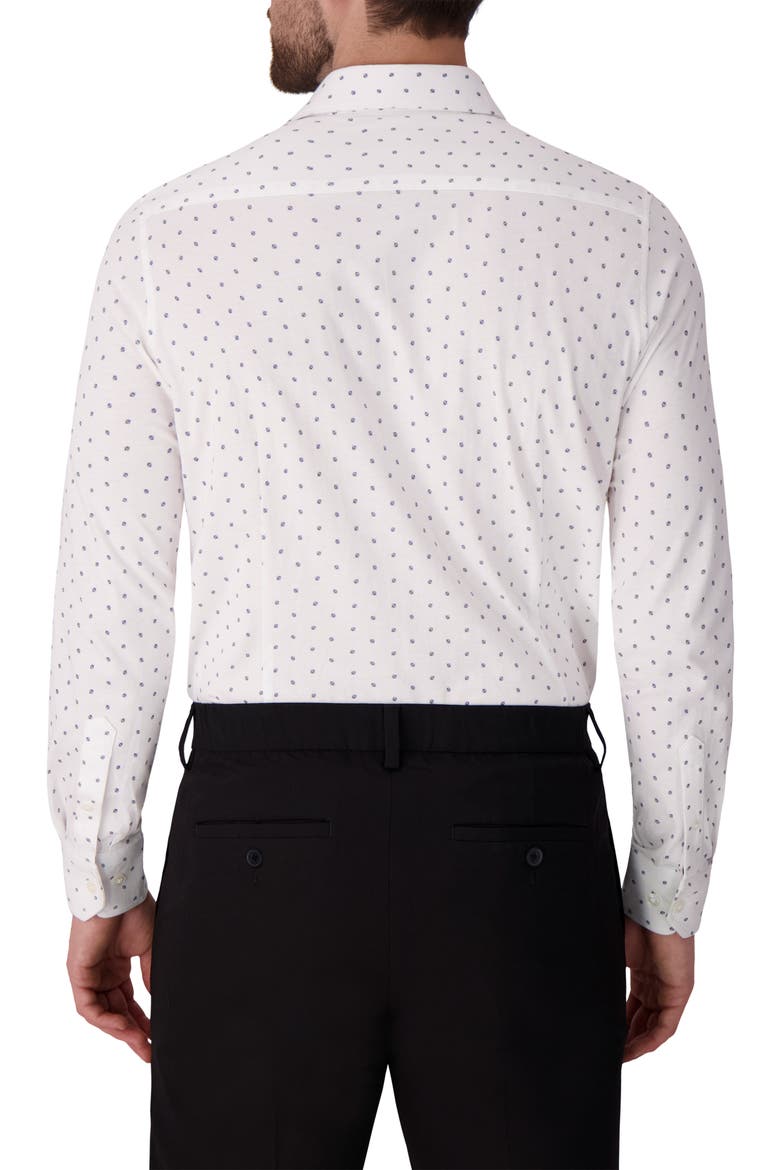 Regular Fit Geometric Print Knit Cotton Dress Shirt, Alternate, color, WHITE
