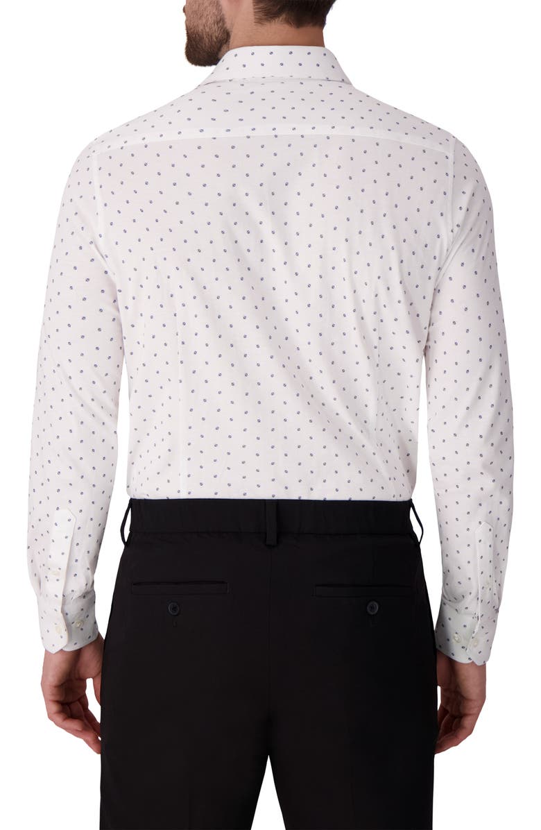 Victor Emmanuel Regular Fit Geometric Print Knit Cotton Dress Shirt, Alternate, color, White