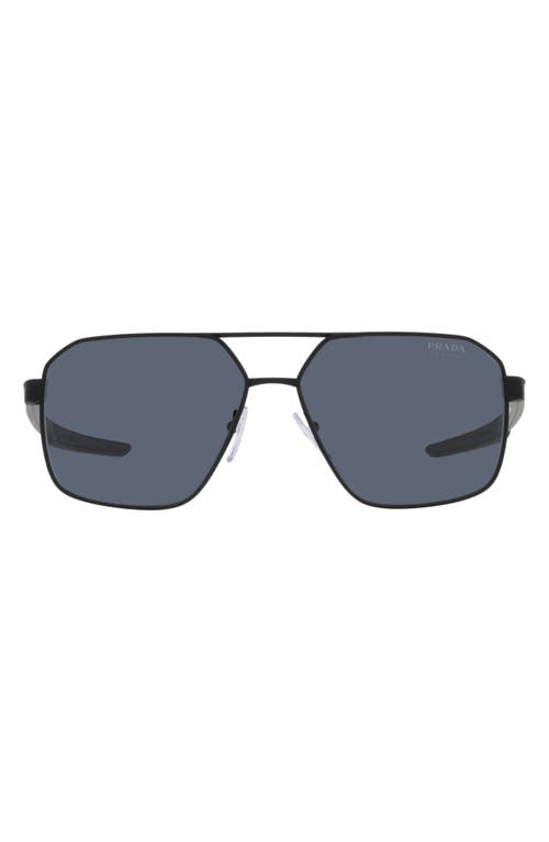 Prada Linea Rossa 60mm Irregular Sunglasses in Rubber Black 