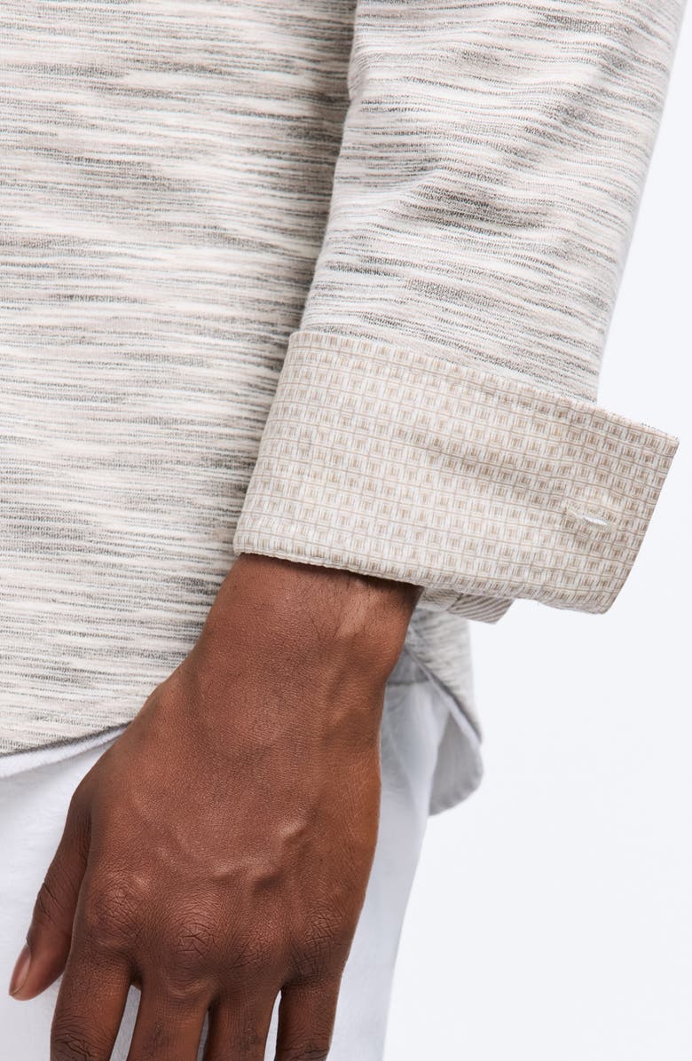 Robert Graham Storrs Space Dye Knit Cotton Blend Button-Up Shirt, Alternate, color, Light Grey