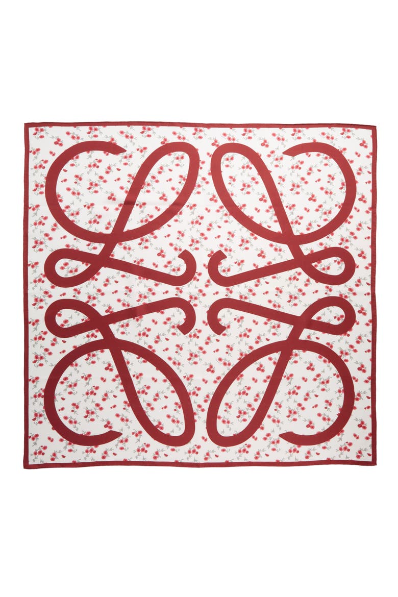 Anagram Floral Silk Scarf, Main, color, RED
