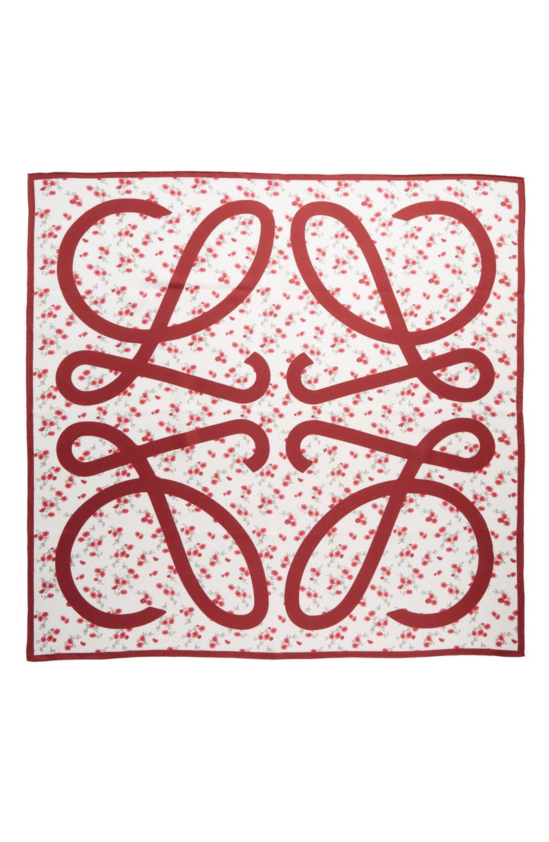 Loewe Anagram Floral Silk Scarf, Main, color, 