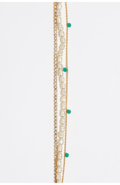 Bimba Y Lola Chain And Pearl Heart Logo Double-layer Bracelet In Gold