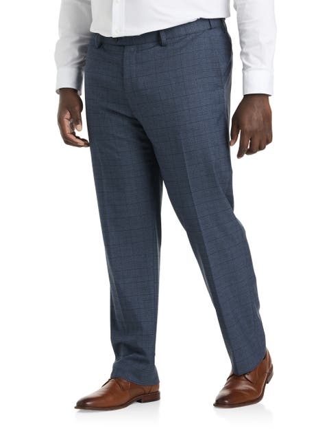 Big & Tall Windowpane Suit Pants
