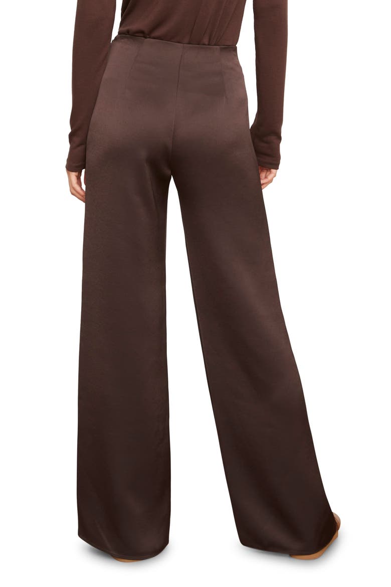 High Waist Satin Wide Leg Pants, Alternate, color, TRUFFLE