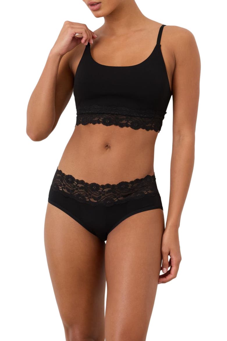Lace Waist Brief 3-Pack Made With Organic Cotton, Alternate, color, Black